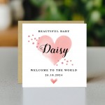 New Baby Card Watercolour Personalised Welcome to the World Card