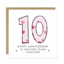 10th Wedding Anniversary Card With Envelope For Wife Husband