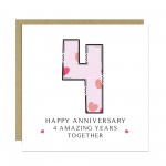 4th Wedding Anniversary Card With Envelope 4th Anniversary Card 