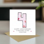 4th Wedding Anniversary Card With Envelope 4th Anniversary Card 