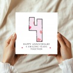 4th Wedding Anniversary Card With Envelope 4th Anniversary Card 