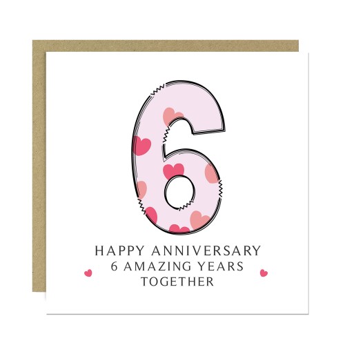 6th Wedding Anniversary Card With Envelope 6th Anniversary Cards