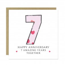 7th Wedding Anniversary Card With Envelope 7th Anniversary Cards