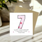 7th Wedding Anniversary Card With Envelope 7th Anniversary Cards
