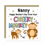 Mothers Day Card for Nanny From Your Cheeky Monkey Funny