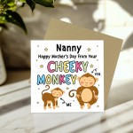 Mothers Day Card for Nanny From Your Cheeky Monkey Funny
