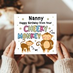 Birthday Card for Nanny From Your Cheeky Monkey Funny Card