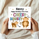 Birthday Card for Nanny From Your Cheeky Monkey Funny Card