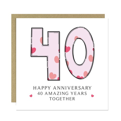 40th Wedding Anniversary Card With Envelope Card For Him Her