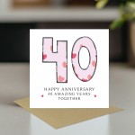 40th Wedding Anniversary Card With Envelope Card For Him Her