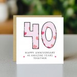 40th Wedding Anniversary Card With Envelope Card For Him Her