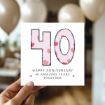 40th Wedding Anniversary Card With Envelope Card For Him Her