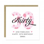 30th Birthday Cards For Women 30 And Fabulous Personalised Card