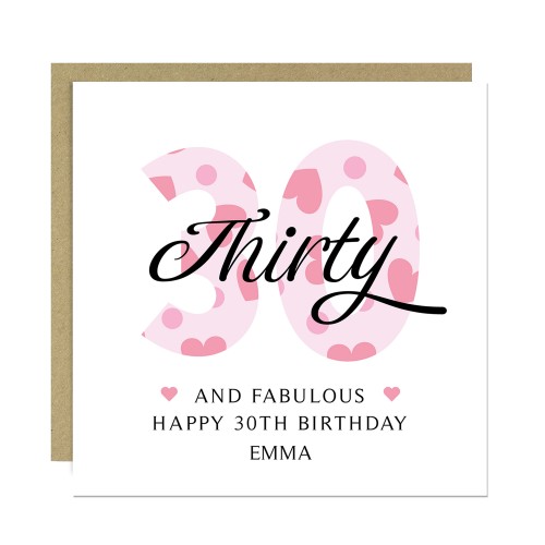 30th Birthday Cards For Women 30 And Fabulous Personalised Card