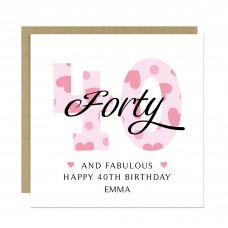 40th Birthday Cards For Women 40 And Fabulous Personalised Card