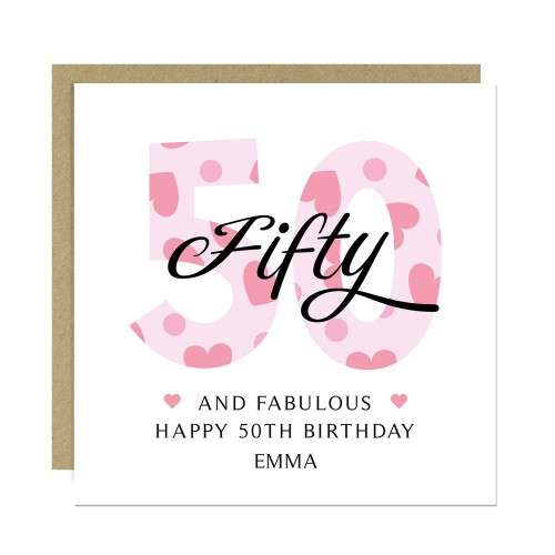 50th Birthday Cards For Women 50 And Fabulous Personalised Card