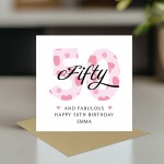 50th Birthday Cards For Women 50 And Fabulous Personalised Card