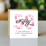 50th Birthday Cards For Women 50 And Fabulous Personalised Card