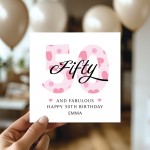 50th Birthday Cards For Women 50 And Fabulous Personalised Card