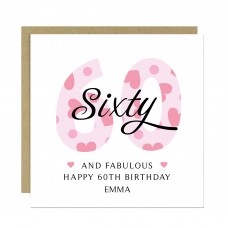 60th Birthday Cards For Women 60 And Fabulous Personalised Card