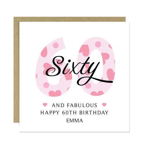 60th Birthday Cards For Women 60 And Fabulous Personalised Card