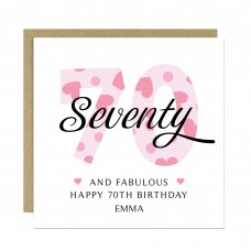 70th Birthday Cards For Women 70 And Fabulous Personalised Card