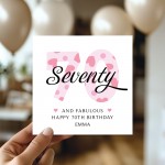 70th Birthday Cards For Women 70 And Fabulous Personalised Card