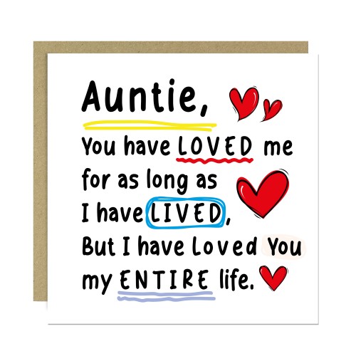 Birthday Card For Auntie With Kraft Envelope Thank You Card