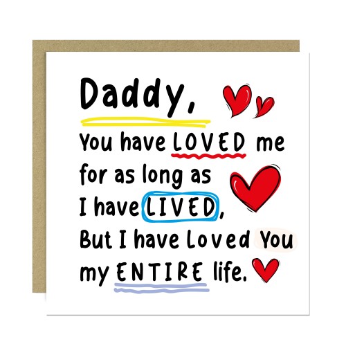 Card For Daddy With Kraft Envelope Daddy Birthday Card