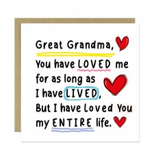 Card For Great Grandma With Kraft Envelope Included Great Grandm