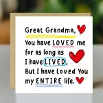 Card For Great Grandma With Kraft Envelope Included Great Grandm