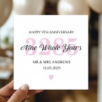 Personalised 9th Wedding Anniversary Card For Husband Wife