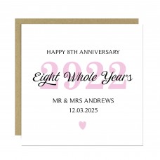 Personalised 8th Wedding Anniversary Card For Husband Wife
