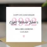 Personalised 8th Wedding Anniversary Card For Husband Wife