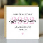 Personalised 8th Wedding Anniversary Card For Husband Wife