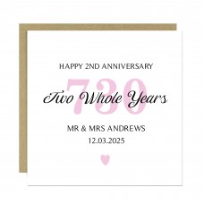 Personalised 2nd Wedding Anniversary Card For Husband Wife