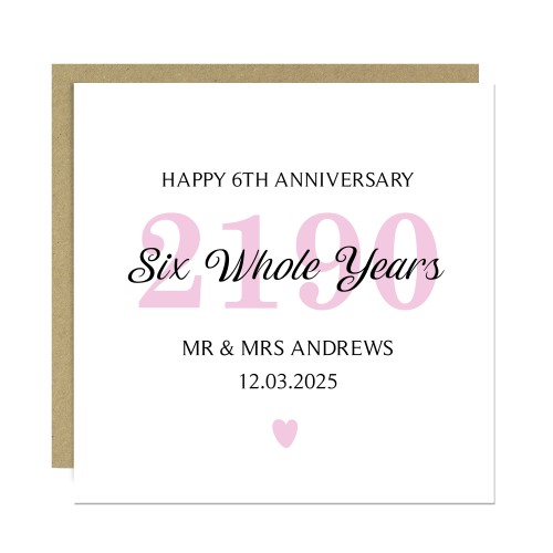 Personalised 6th Wedding Anniversary Card For Husband Wife