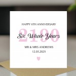 Personalised 6th Wedding Anniversary Card For Husband Wife