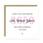 Personalised 10th Wedding Anniversary Card For Husband Wife