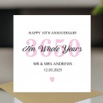 Personalised 10th Wedding Anniversary Card For Husband Wife