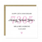 Personalised 20th Wedding Anniversary Card For Husband Wife