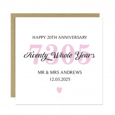 Personalised 20th Wedding Anniversary Card For Husband Wife