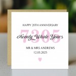 Personalised 20th Wedding Anniversary Card For Husband Wife