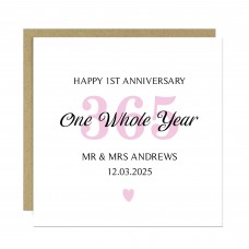 Personalised 1st Wedding Anniversary Card For Husband Wife