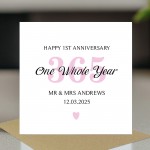Personalised 1st Wedding Anniversary Card For Husband Wife