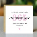 Personalised 1st Wedding Anniversary Card For Husband Wife