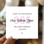Personalised 1st Wedding Anniversary Card For Husband Wife
