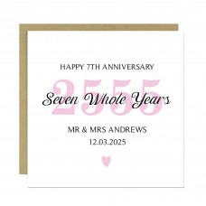 Personalised 7th Wedding Anniversary Card For Husband Wife