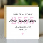 Personalised 7th Wedding Anniversary Card For Husband Wife
