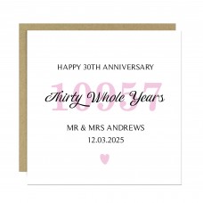 Personalised 30th Wedding Anniversary Card For Husband Wife